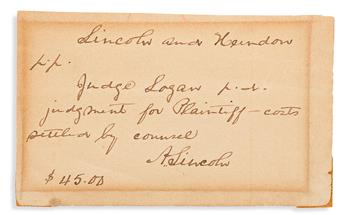 (PRESIDENTS--FAMOUS FORGERIES.) COSEY, JOSEPH. Two forgeries of autograph notes signed: George Washington * Abraham Lincoln.